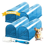 4 PCS Humane Mouse Traps Catch and Release, Indoor/Outdoor Live Mouse Trap No Kill, Pet Safe Mice Trap for Home, Animal Catcher for Mouse, Mole, Rat Trap Easy to Use in Garage, Basement, Old House