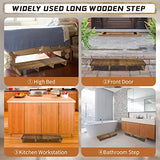 39IN Long Wooden Step Stool for Elderly, Half Wooden Riser Step Stool for Bedside, Bathroom, Kitchen and Outdoor High Steps(39.0" L*11.5" W*4.6" H)