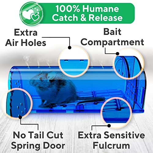 Humane Mouse Traps for Indoor, Home & Outdoor - Pack of 2 Reusable, Catch and Release Mouse Mice Traps - No Kill, Easy Set, Safe for Your Kids & Pets - Instantly Remove Unwanted Rodents from Your Home