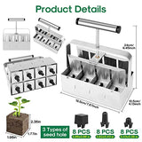 Upgraded Soil Blocker, 8 Cell Seed Blocker 2 inch Quad Soil Block Maker Manual with 3 Types of Seed Pins,Hand-held Soil Blocking Tool for Seed Stater Tray Outdoor Plants