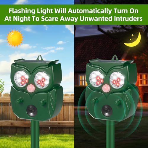 2024 Upgraded Ultrasonic Pest Repeller Outdoor Solar Animal Repellent with Motion Sensor Cat Repellent Outdoor Waterproof to Repel Dog Raccoon Fox Rabbit Deer Squirrel Skunk Repellent for Yard Garden