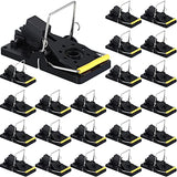 24 Pcs Mouse Traps Plastic Mice Trap House Indoor Rat Trap Quick Effective Safe Mouse Traps for Warehouse Garden Kitchen 3.86 x 1.81 x 2.17 Inch (Black, Yellow)