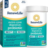 Renew Life Extra Care Digestive Probiotic Capsules, 50 Billion CFU Guaranteed, Daily Supplement Supports Immune, Digestive and Respiratory Health, L. Rhamnosus GG, Dairy, Soy and gluten-free, 60 Count