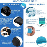 REVIX Ice Packs for Knee Injuries Reusable, Gel Ice Wraps with Cold Compression for Injury and Post-Surgery, Plush Cover and Hands-Free Application, A Set of Two, Black