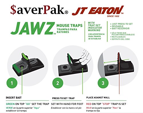 $averPak 4 Pack - Includes 4 JT Eaton Jawz Mouse Traps for use with Solid or Liquid Baits