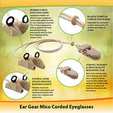 Ear Gear Micro Corded Eyeglasses – Protect Hearing Aids or Hearing Amplifiers from Dirt, Sweat, Moisture, Loss, Wind – Fits Hearing Instruments up to 1”