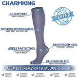 CHARMKING Compression Socks for Women & Men (8 Pairs) 15-20 mmHg Graduated Copper Support Socks are Best for Pregnant, Nurses - Boost Performance, Circulation, Knee High & Wide Calf (L/XL, Multi 41)