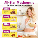 Mushroom Powder 5000mg, 20 in 1 Mushroom Supplement for Coffee & Smoothies - Lions Mane, Reishi, Cordyceps, Chaga, Turkey Tail & Herbs, Complex for Immunity, Energy, Memory, Focus & Longevity - 5.3oz