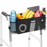 Upgrade Walker Basket with Cup Holder, Foldable Walker Storage Bag for Seniors with Big Capacity & Never Tipping Over, Best Gift for Family