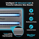 Catchmaster Vector 30, UV Light Fly Traps Indoor for Home, Electric Gnat Traps for House Indoor, Shatterproof Bulbs UV Lamp Fly, Insect & Mosquito Killer, Silent Bug Light for Kitchen, Shed, Garage