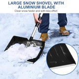 Ergonomic Large Snow Shovel for Driveway: 52-Inch Snow Shovel for Snow Removal Lightweight Portable Plastic Aluminum Blade Shovel for Garden, Car, Camping