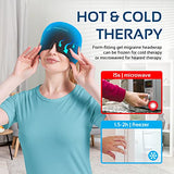 Migraine Relief Ice Head Wrap Headache and Migraine Cap with Hole | Cold Gel Head Cooling Ice Pack with Face and Eye Mask Compress - Tension Headache Relief, Sinus Pressure Relief