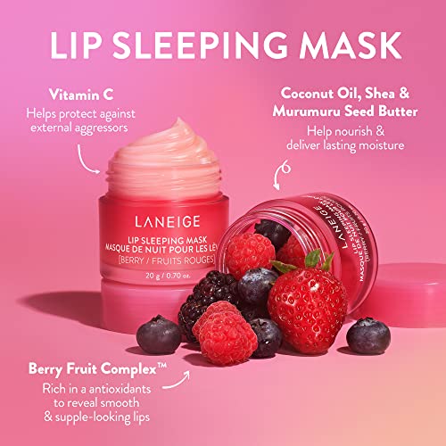 LANEIGE Lip Sleeping Mask Berry: Hydrate and Nourish + Lip Glowy Balm Berry Hydrate & Tint with Murumuru and Shea Butter