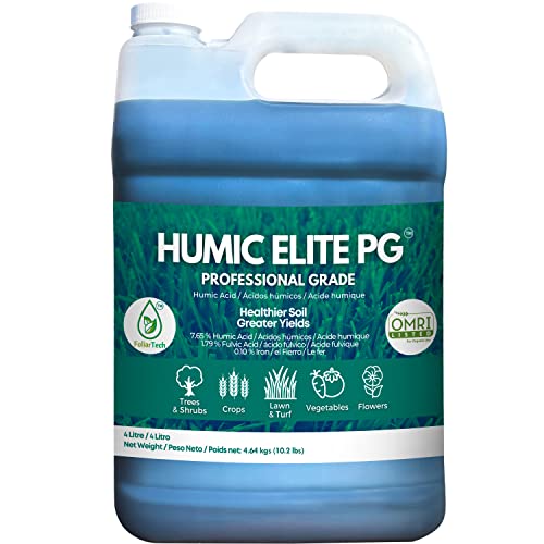 Humic Acid Organic Lawn Fertilizer - Fulvic Humic Mineral Blend for Trees, Shrubs, Ornamentals, Vegetables & Crops - Enhancer & Garden Soil Conditioner by FoliarTech, 4L