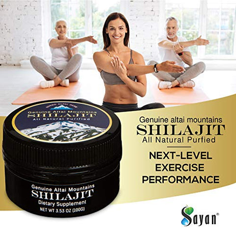 Sayan Pure Shilajit Resin 100g (660 Servings) 5 Month Supply Highly Potent Organic Fulvic Acid Supplement - Energy Boosting Detox Supports Immune System, Memory, and Focus