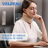 Velpeau Neck Brace -Foam Cervical Collar - Soft Neck Support Relieves Pain & Pressure in Spine - Wraps Aligns Stabilizes Vertebrae - Can Be Used During Sleep (Dual-use, Brown, X-Large, 4″)