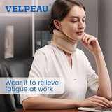 Velpeau Neck Brace -Foam Cervical Collar - Soft Neck Support Relieves Pain & Pressure in Spine - Wraps Aligns Stabilizes Vertebrae - Can Be Used During Sleep (Dual-use, Brown, Large, 3.3″)