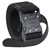 JUKMO Quick Release Tactical Belt, Military Work 1.5" Nylon Web Hiking Belt with Heavy Duty Seatbelt Buckle (Black, Medium-for Waist 36"-42" (Length 49"))