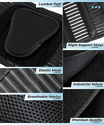 Sparthos Lumbar Support Belt - Immediate Relief from Back Pain, Sciatica, Herniated Disc - Breathable Brace With Lumbar Pad - Adjustable Lower Back Waist Brace - For Men & Women - (Plus Size, XXL)