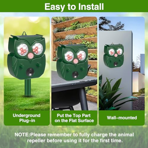 2024 Upgraded Ultrasonic Pest Repeller Outdoor Solar Animal Repellent with Motion Sensor Cat Repellent Outdoor Waterproof to Repel Dog Raccoon Fox Rabbit Deer Squirrel Skunk Repellent for Yard Garden