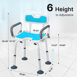 HEAO Shower Chair for Elderly and Disabled, Shower Chair with Detachable Arms and Back, Including 3.9" Non-Slip Rubber Tips, Bathtub Chair for Handicap