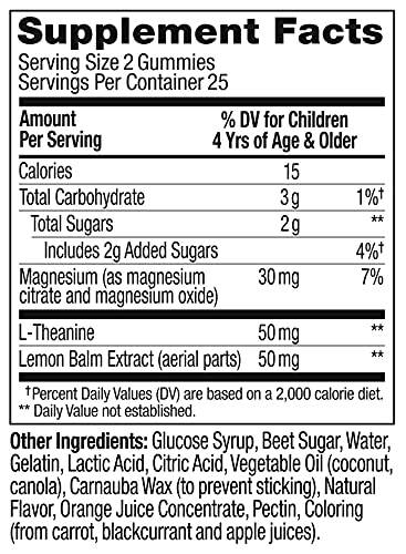 OLLY Kids Chillax, Magnesium Gummies Plus L-Theanine, Lemon Balm, Calm Chews for Kids 4+, Sherbet Flavor - 50 Count