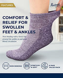 Pembrook Ankle Diabetic Socks for Women & Men | 6 Pairs | Wide Non Binding Socks Quarter Length | Edema Neuropathy Socks