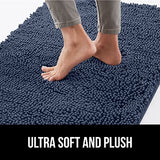 Gorilla Grip Soak Stopper Absorbent Indoor Chenille Doormat, 36x24, Muddy Dog Washable Mat, Quick Dry Soft Microfiber, Durable Rubber Backing, Absorbs Water and Moisture, Door Mat for Entry, Navy Blue