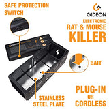 Gideon Rat Trap Electric Mouse & Rat Trap for Homes Indoor & Outdoor Use Pest Control Traps with Humane Shock Chamber & Rechargeable Battery, for Rats, Mice, Chipmunks, Squirrels, Black