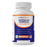 Vitamatic Bacillus Subtilis 10 Billion per DR Capsule - 60 Count - Digestive, Gut & Immune Health Support - Made with Prebiotic Inulin Fiber
