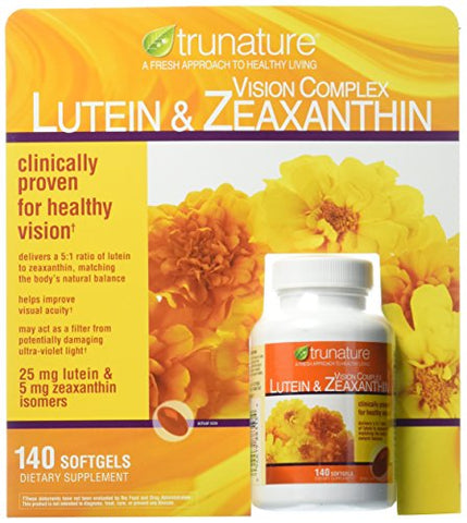 Trunature Vision Softgels Complex Lutein and Zeaxanthin Supplement, 140 Count
