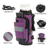 Crutch Bag Lightweight Crutch Accessories Storage Pouch with Reflective Strap and Front Zipper Pocket for Universal Crutch Bag to Keep Item Safety (Purple)