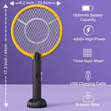 PALONE Electric Fly Swatter 4000V Bug Zapper Racket 2 in 1 Fly Swatter Electric Fly Zapper Racket with 3 Layers Safety Mesh USB Rechargeable Insect Racket for Mosquitoes Flies Gnats (Yellow/Black)