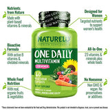 NATURELO One Daily Multivitamin for Women - Energy Support - Whole Food Supplement to Nourish Hair, Skin, Nails - Non-GMO - No Soy - Gluten Free - 60 Capsules - 2 Month Supply