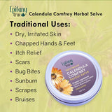 Epifany True All-Purpose Calendula & Comfrey Herbal Salve 2oz, Fragrance Free, Natural Herbal Ointment, Dry Skin Soothing Balm, Itch Relief, Organic Ingredients