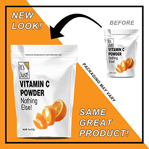 It's Just! - Vitamin C Powder, 100% Pure Ascorbic Acid, Food Grade, Immune Support, Homemade Cosmetics (11oz)