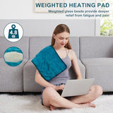 JKMAX Weighted Heating Pad XL - 2.4lb Electric Heating Pads for Back Pain Relief Cramps with 10 Heating Settings｜6 Auto Shut Off - Fast Heat Dry & Moist Therapy Options 12x25 Heat Pad Washable (Grey)