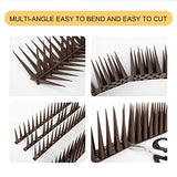 OFFO Bird Spikes Pigeon Outdoor Deterrent Spikes for Cat Keep Birds Raccoon Woodpecker Away Covers 20 Feet(610cm), Brown