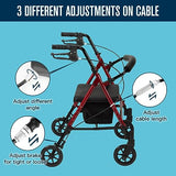 FVRITO 2 Pack Brake Handle Assembly Replacement for Rolling Walker Transport Wheelchair Mobility Knee Walkers Medline Lumex 4-Wheel Folding Drive Rollator Senior Medical Accessories with 41'' Cable