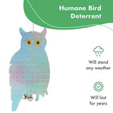 Bird Blinder Hanging Owl Decoys to Scare Birds Away - Reflective Bird Deterrent Devices - Scare Away Woodpecker, Swallow, Hawks, Crows, Pigeons and Birds - Window Strike Prevention 16 inch - Pack of 2