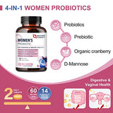 Probiotics-for-Women, Probiotics and Prebiotics, Cranberry and D-Mannose, 50-Billion-CFUs, Organic Probiotics for Digestive Health/Gut Health/Immune Booster/Weight Management, Women's Probiotics