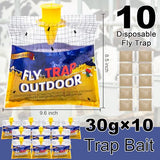 Fly Traps Outdoor Fly Trap Hanging with 30g Fly Bait, Natural Pre-Baited Fly Bags Outdoor Disposable Stable Horse Ranch Fly Trap Bag Fly Catchers Killer Outdoor 10 Pack