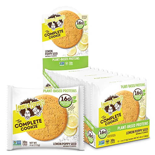 Lenny & Larry's The Complete Cookie, Lemon Poppy Seed, Soft Baked, 16g Plant Protein, Vegan, Non-GMO, 4 Ounce (Pack of 12)