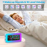 Kids Alarm Clock with Lights, 8 RGB Night Lights with Sleep Aid, Conspicuous Colorful LED Numbers, Slider Dimmer, Snooze, 12/24H, Simple to Operate, Basic Bedside Digital Clock for Kids Elderly