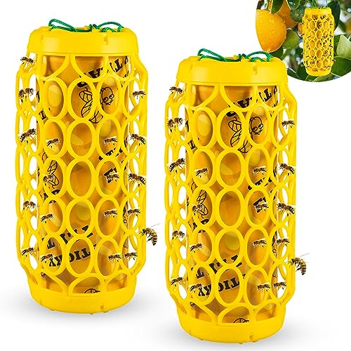 Jahy2Tech 2 PCS Wasp Trap,Carpenter Bee Trap,Wasp Traps Outdoor Hanging,Yellow Jacket Trap Wasp Killer Catcher,Wasp Deterrent Outdoor Sticky Bug Board Reusable Bee Catcher Wasp Repellent