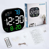 SZELAM Digital Wall Clock, 10.5” LED Digital Alarm Clock Large Display with Remote Control, Date and Temperature, Auto Dimming, Day of Week, for Living Room Office Bedroom Decor Elderly - Mixed