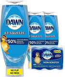 Dawn Dish Soap EZ-Squeeze Dishwashing Liquid + Non-Scratch Sponges for Dishes, Original Scent, Includes 3x22oz Bottles + 2 Sponges