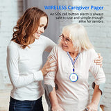 Wireless Caregiver Pager Panic SOS Call Button with Receiver for Elderly/Patient/Child, 500+ ft Range Attention Pager Alarm Nurse Calling Alert Patient Help Button for Home/Personal