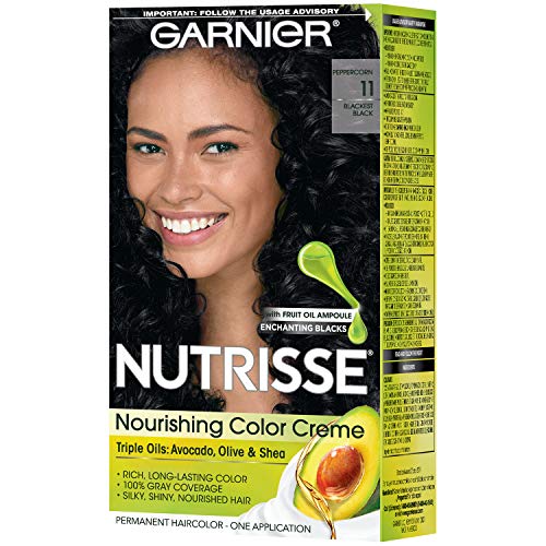 Garnier Nutrisse Nourishing Hair Color Creme, 11 Blackest Black (Packaging May Vary)