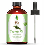 SVA Organics Cypress Essential Oil with Dropper- 118 ml (4 fl oz) 100% Pure, Natural and Therapeutic Grade for Healthy Skin, Hair Growth, Scent, Aromatherapy & Diffuser